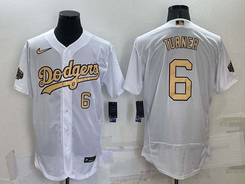 Men Los Angeles Dodgers #6 Turner White 2022 All Star Elite Nike MLB Jerseys